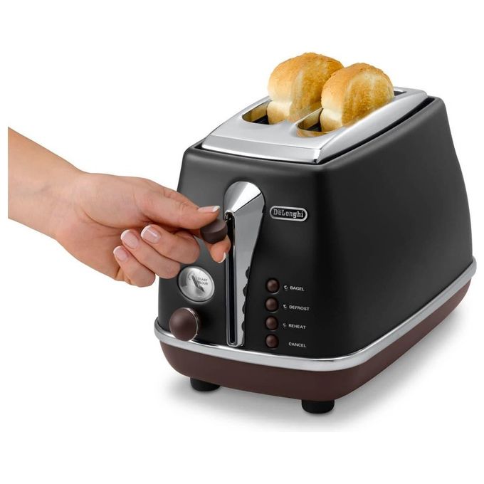 DeLonghi CTOV2103.BK Tostapane a 2 Scomparti Potenza 900 W Vintage Nero