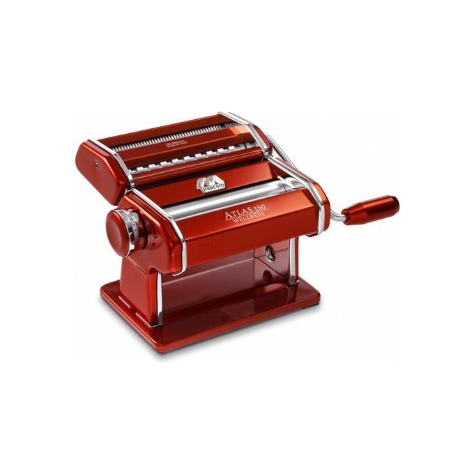 Marcato AT-150-RSO Atlas 150 Macchina per la Pasta Manuale Alluminio Anodizzato 10 Posizioni Lasagne Fettuccine Tagliolini colore Rosso