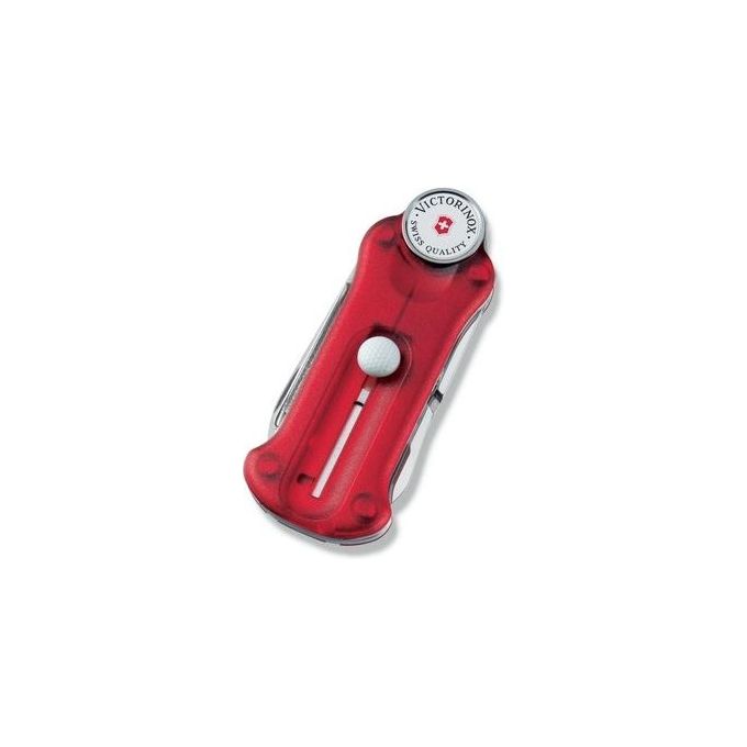 Victorinox 0.7052.T Golf Tool Coltello Multifunzione 10 Funzioni Lama Grande Rosso Trasparente
