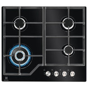 Electrolux EGM6343YAK Piano Cottura a Gas in Vetro Temperato 4 Fuochi Griglie in Ghisa SpeedBurner Bruciatore Tripla Corona 60 cm Nero