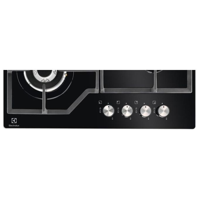 Electrolux EGM6343YAK Piano Cottura a Gas in Vetro Temperato 4 Fuochi Griglie in Ghisa SpeedBurner Bruciatore Tripla Corona 60 cm Nero