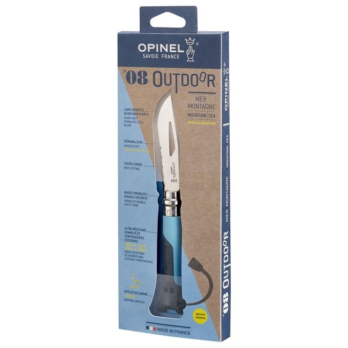 Opinel Coltello Virobloc Inox N. 8 Outdoor Azzurro