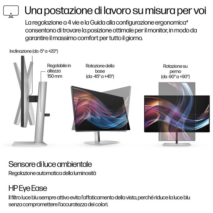 HP 8J9G2AA#ABB Serie 7 Pro Monitor 27'' 4K IPS Black Thunderbolt 4 USB-C 100W KVM Ethernet colore Nero