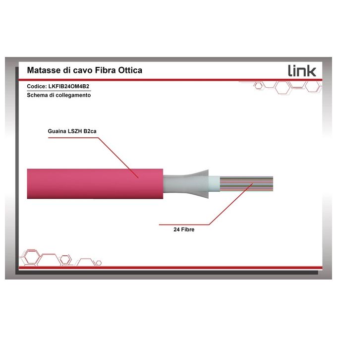 Link Cavo Fibra Ottica 24 Fibre Loose OM4 Antiroditore Lszh Classe B2ca al Metro