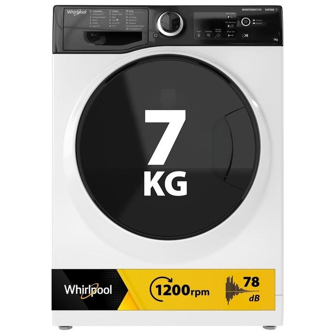 Whirlpool WSB 725 D IT Lavatrice Slim 7 Kg 1200 rpm Classe B Inverter Igiene Vapore 16 Programmi (85x59,5x43,5 cm) colore Bianco