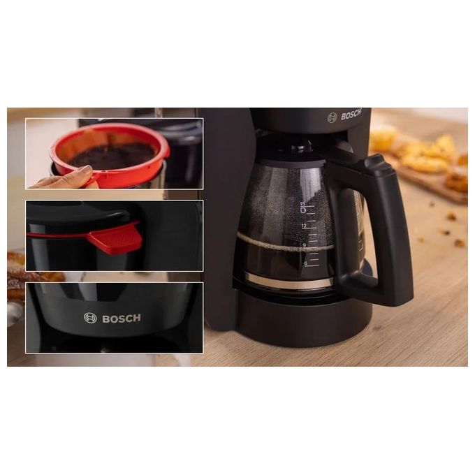 Bosch TKA3M133 MyMoment Macchina da caffe' americana 1,4 L 15 tazze 1200 W Funzione keep warm Serbatoio estraibile Sistema antigoccia colore Nero 1.4 L