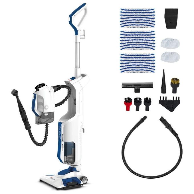 Polti PTEU0299 Vaporetto 3 Clean Blue Aspirapolvere Lavapavimenti a Vapore 3 in 1 Ciclonico senza Sacco 1800 W 14 Accessori colore Bianco e Blu