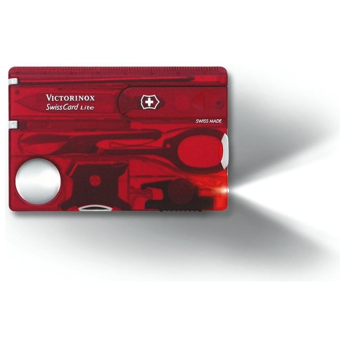 Victorinox SwissCard Lite Astuccio Make-Up e Manicure Rosso Trasparente
