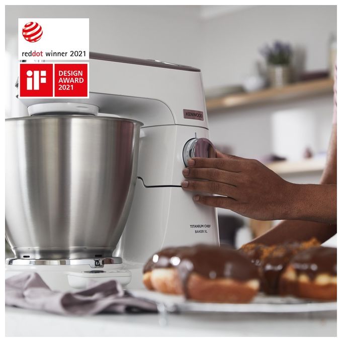 Kenwood KVL65.001WH Titanium Chef Baker XL Lite Impastatrice Planetaria 1200W ciotola 7L bilancia integrata 6 velocita' colore Bianco