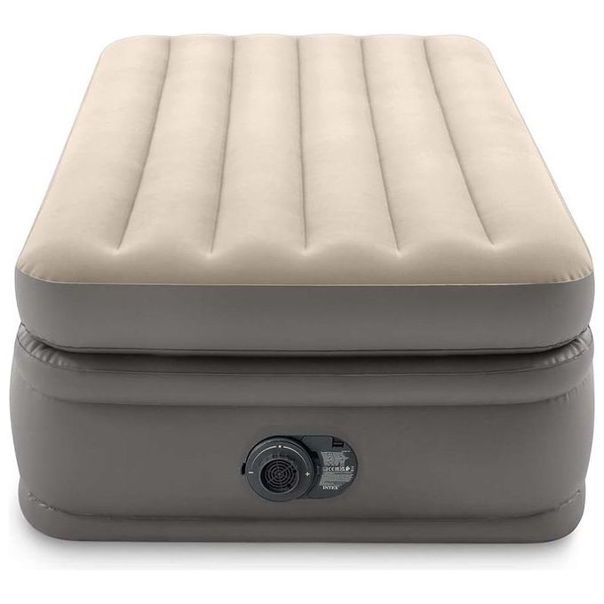 Intex 64162ND DuraBeam Prime Comfort Elevated Materasso Gonfiabile Singolo Fiber-Tech Pompa Elettrica 99x191x51 cm 136 Kg colore Grigio