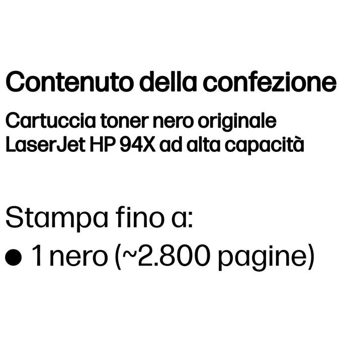 HP 94x Toner Alta Capacita' Nero