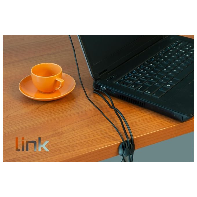 Link KIT_ 16 Pezzi Supporti Adesivi per Gestione Cavi Colore Nero