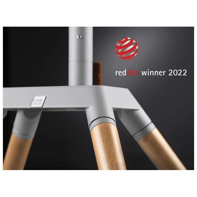 One For All WM7476 Supporto TV Quadpod Regolabile in Altezza Rotazione 360° per Schermi 32-70'' Fino a 35 Kg Compatibilita' VESA 200x100-400x400 mm con Supporto Soundbar Gestione Cavi colore Rovere Chiaro e Argento