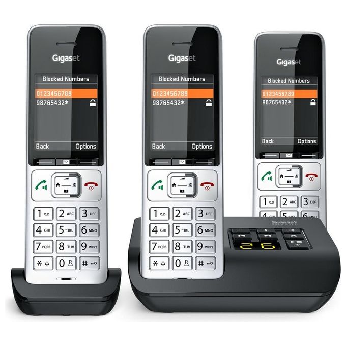 Gigaset COMFORT 500A TRIO Telefono Cordless DECT GAP Segreteria Telefonica Vivavoce Rubrica 200 voci Display 2.2'' colore Nero Argento