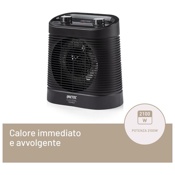 Imetec 4028 Silent Power Comfort Termoventilatore 2100 W 4 funzioni termostato antigelo colore Nero