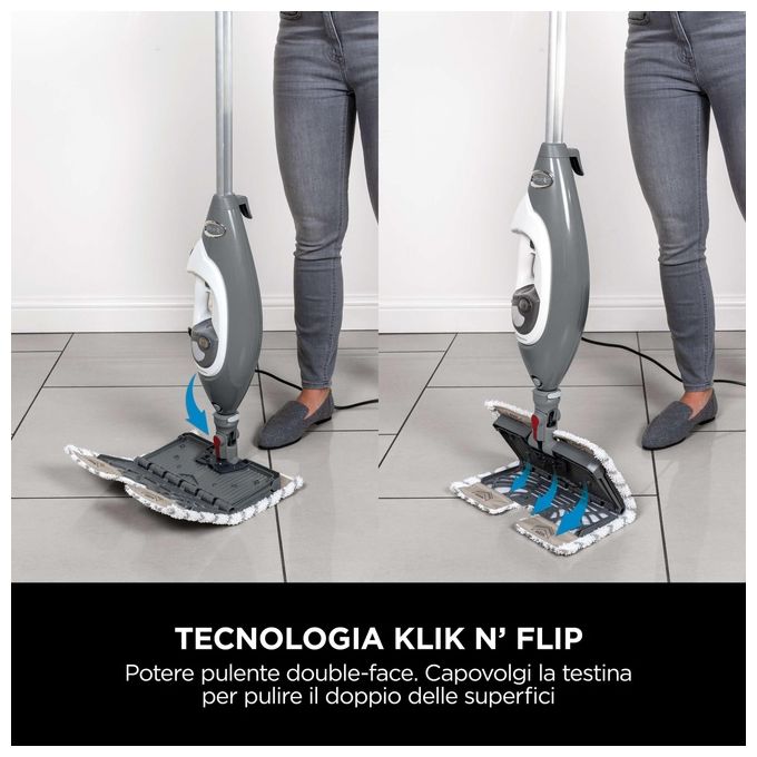 Shark S6005EU Klik n Flip Scopa a vapore 2 in 1 1200 W 0,5 L 3 bar Steam Blaster colore Grigio Bianco