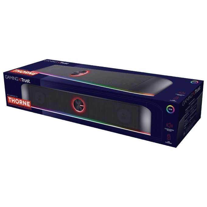 Trust GXT 619 Thorne Soundbar Gaming RGB 2.0 canali 6W Jack AUX 3.5mm Alimentazione USB colore Nero