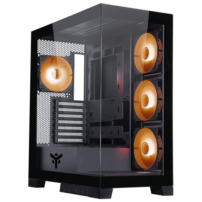 Itek ITGCASB45B SHOWBUI PC Case Tower Gaming ATX 4 Ventole ARGB 12cm 2xUSB3 Type-C Pannello Vetro Temperato colore Nero