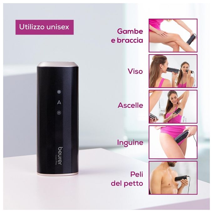 Beurer IPL 7800 COOL PRO Epilatore Luce Pulsata IPL 5 livelli 3,8 cm² Auto-Flash raffreddamento 1000000 flash colore Nero e Oro