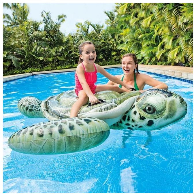 Intex 57555NP Cavalcabile Gonfiabile Tartaruga Marina 191x170 cm 2 Maniglie Kit Riparazione Incluso 3+