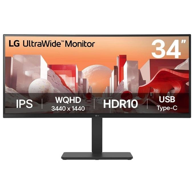LG 34BA75QE-B Monitor PC 34'' 3440x1440 Pixel IPS LCD Curvo 21:9 HDR10 USB-C Hub 90W VESA 100x100 Altezza Regolabile colore Nero