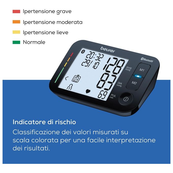 Beurer Bm-54 Sfigmomanometro Bluetooth con App Gratuita Display XL Nero