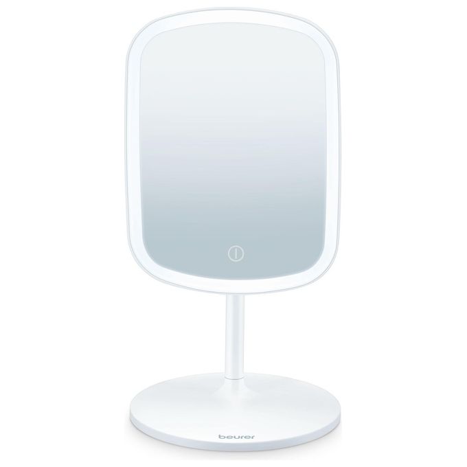 Beurer BS 47 Specchio cosmetico ricaricabile con 33 luci LED e pusante sensor touch -  Specchio con aggancio magnetico no zoom - 3 luci impostabili (calda fredda e naturale) - Con batteria agli ioni di litio per 3 ore di utilizzo senza fili - Funzione d
