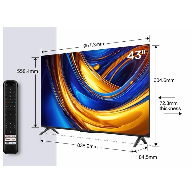 TCL 43P61B Smart TV 43'' LED 4K Ultra HD Google TV HDR10 Chromecast Wi-Fi colore Titanio