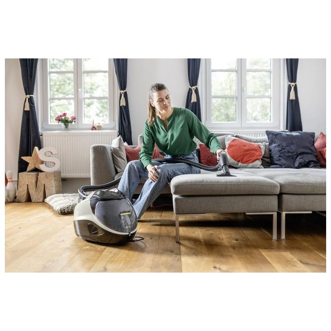 Kärcher SV 7 Pulitore a Vapore Cilindrico 3 in 1 con Aspirazione 0,5 L 2200 W Filtro HEPA 4 bar colore Nero Grigio Bianco