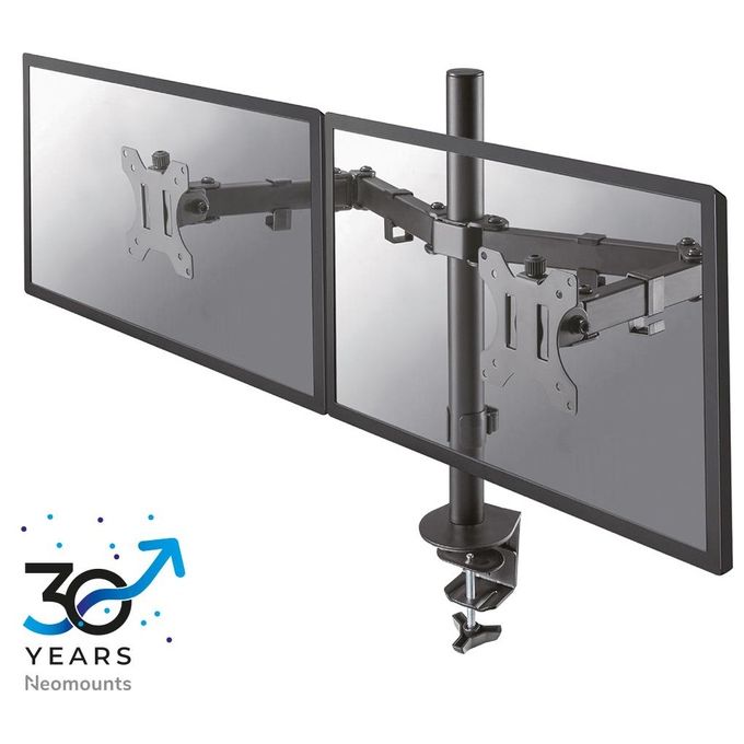 Neomounts FPMA-D550DBLACK Braccio per Monitor Doppio da Scrivania per Schermi 10-32 Pollici VESA 75x75 100x100 mm Regolabile Altezza Profondita' Inclinazione Rotazione Gestione Cavi colore Nero