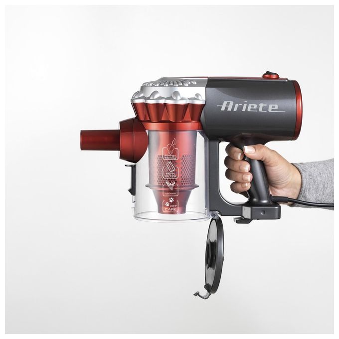 Ariete 2761 Handy Force Aspirapolvere a Bastone 2 in 1 Ciclonico Senza Sacco 1 L 600 W Filtro HEPA colore Nero Rosso