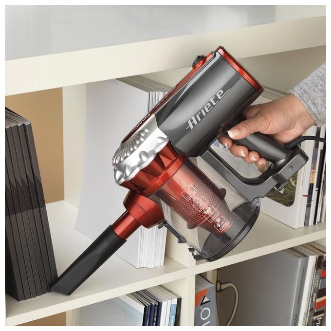 Ariete 2761 Handy Force Aspirapolvere a Bastone 2 in 1 Ciclonico Senza Sacco 1 L 600 W Filtro HEPA colore Nero Rosso