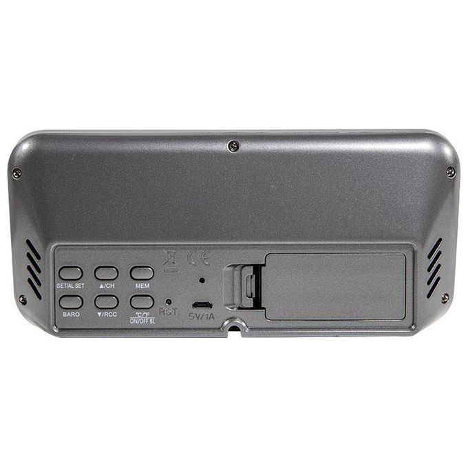 Trevi ME 3P20 RC Stazione Meteo con Sensore Esterno Display LCD 16 cm Sveglia Barometro Igrometro Termometro colore Grigio