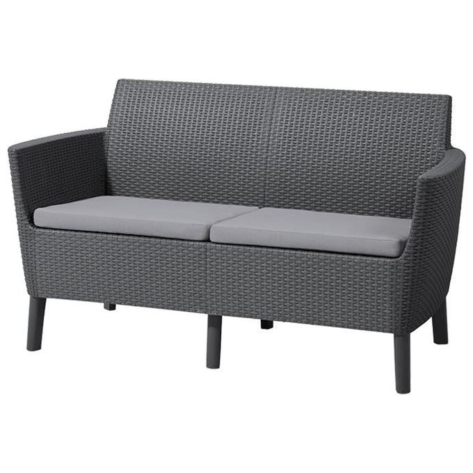 Keter 253220 Salemo Salottino da Esterno 4 Posti Divano 2 Poltrone Tavolino Polipropilene Effetto Rattan colore Grafite
