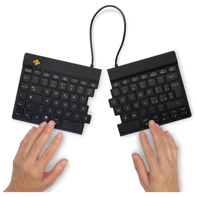 R Go Tools RGOSBITWLBL R-Go Split Break Tastiera ergonomica split Bluetooth 5.0 QWERTY Italiano con software pause LED e design ripiegabile colore Nero