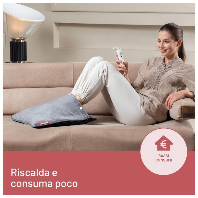 Imetec 16788 Scaldapiedi Tecnologia Intellisense 5 temperature regolabili rapido riscaldamento in 5 minuti auto spegnimento dopo 3 ore rivestimento lavabile a 30°C colore Grigio