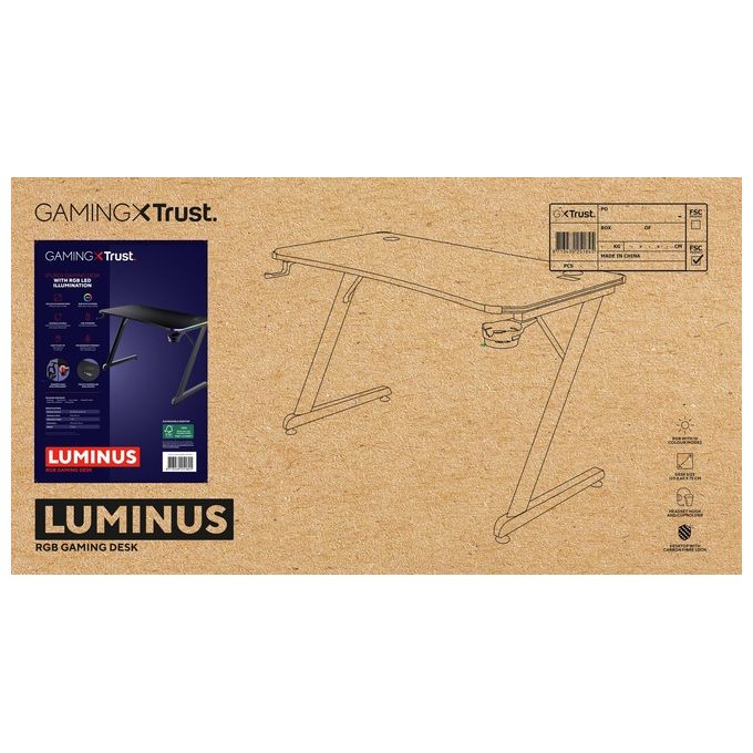 Trust GXT 709 Luminus Scrivania Gaming LED RGB 10 Modalita' Colore Nero