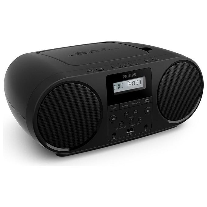 Philips TAZ6000-10 Lettore CD Portatile con Radio DAB+ FM Bluetooth 5.4 USB e Ingresso Audio 3,5 mm colore Nero