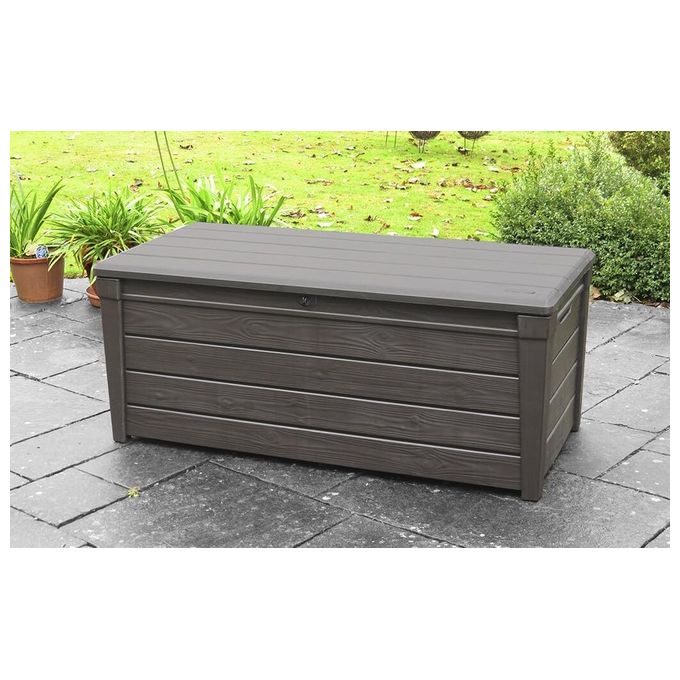 Keter Baule da Giardino Brightwood in Resina 145x69,7x60,3H 454 Lt Color Marrone per Stoccaggio Esterno