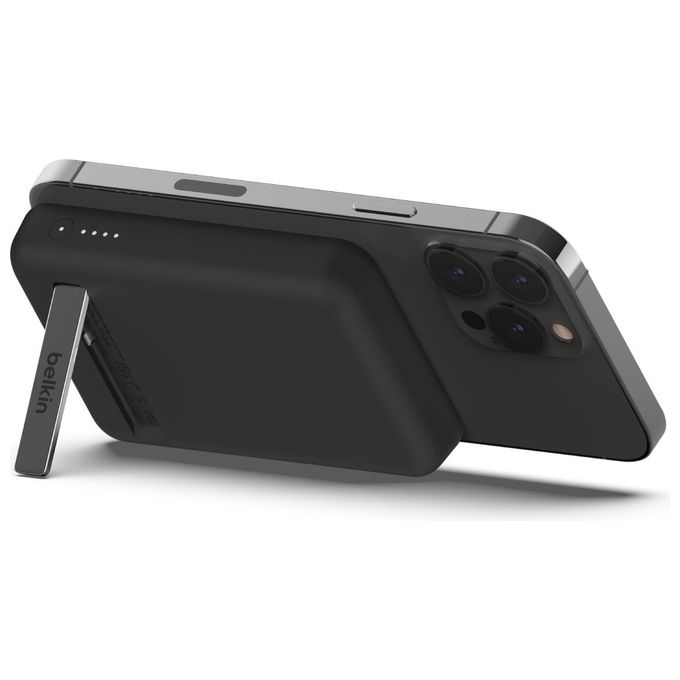 Belkin BPD004 Boost Charge Power Bank Magnetica 5000 mAh con Supporto Integrato e Ricarica Pass-Through USB-C 10 W colore Nero