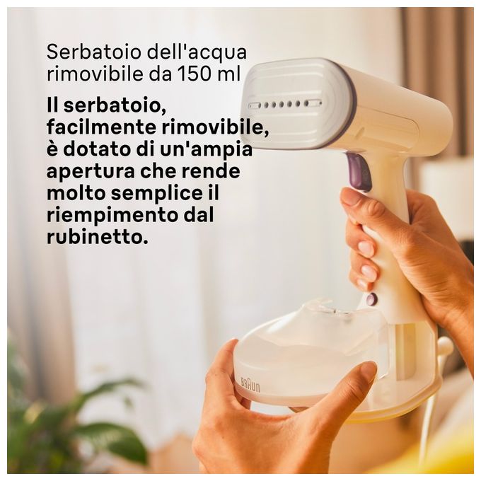 Braun GS5011PU QuickStyle 5 Stiratore Verticale 1200W Vapore 22 g-min Riscaldamento Rapido 45s Dual FreeGlide 3D colore Viola Bianco
