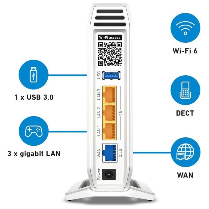 FRITZ! 20002952 FRITZ!Box 4060 Router Wireless Wi-Fi 6 Tri Band 6000 Mbit-s WAN 2.5 Gb 3x LAN Gigabit USB 3.0 Mesh Base DECT colore Bianco