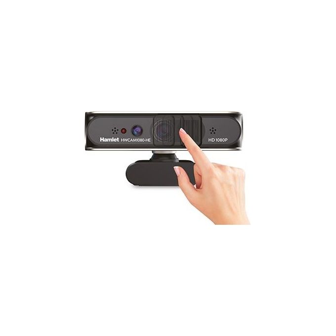 Hamlet HWCAM1080-HE Webcam Full HD 1080p 2 MP con Autofocus e Privacy Cover USB 2.0 colore Nero