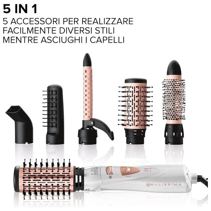 Imetec GH18-1100 Modellatore per Capelli ad Aria con 5 Accessori