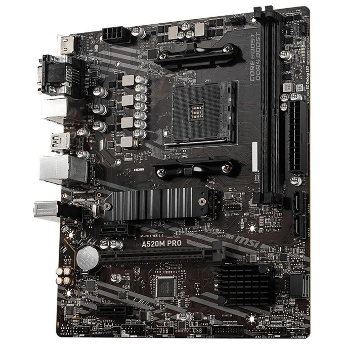 MSI A520M PRO Scheda Madre micro ATX Socket AM4 Chipset AMD A520 DDR4 64 GB Gigabit Ethernet