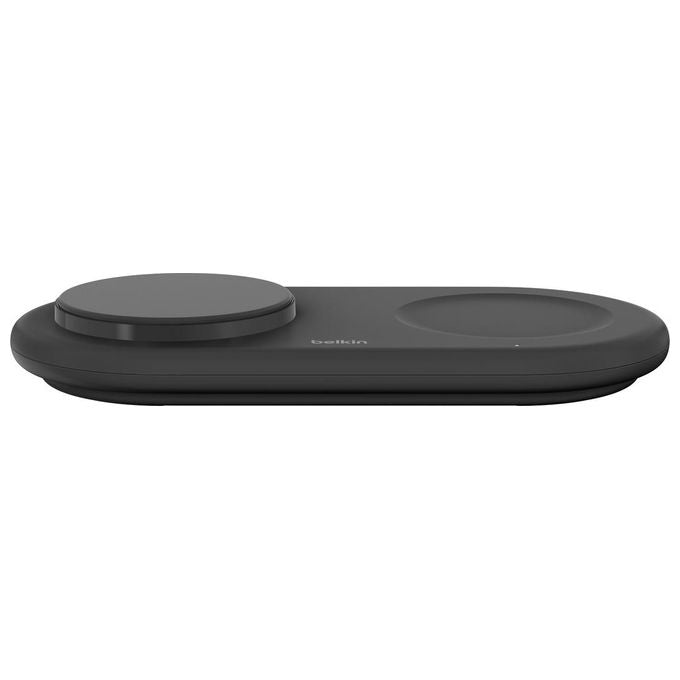 Belkin WIZ021VFBK BoostCharge Pro Tappetino di Ricarica Wireless 2 in 1 con Tecnologia Magnetica Qi2 Fino a 15W per iPhone e AirPods con Alimentatore 30W e Cavo USB-C colore Nero