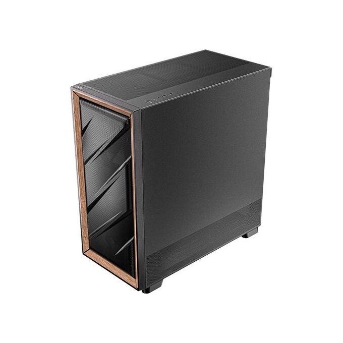 Antec FLUX Case PC Midi Tower Supporto E-ATX Pannello Laterale in Vetro Temperato e Inserti in Legno colore Nero