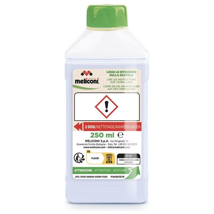 Meliconi Eco 2 in 1 Decalcificante - Liquido decalcificante e igienizzante per macchine da caffe' e piccoli elettrodomestici, compatibile con tutte le macchine espresso, flaconi da 2 × 250 ml, rimuove calcare e odori grazie a formula a base di acido latti