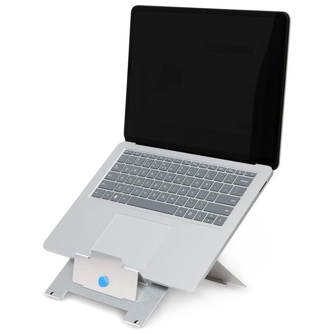 R Go Tools RGORISTSI R-Go Riser Supporto Portatile Regolabile in 5 Posizioni per Laptop e Tablet da 10 a 22 Pollici Angolo 30-57° Portata 5 Kg Materiale in Alluminio Hylite Pieghevole Ultrasottile colore Argento
