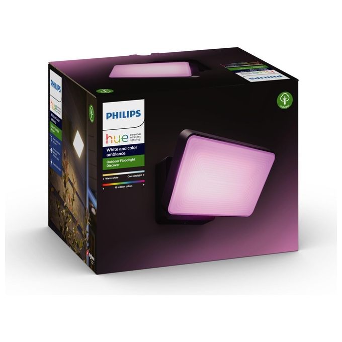 Philips Hue White and Colour Ambience Discover Proiettore per Esterni con Led Integrato Nero